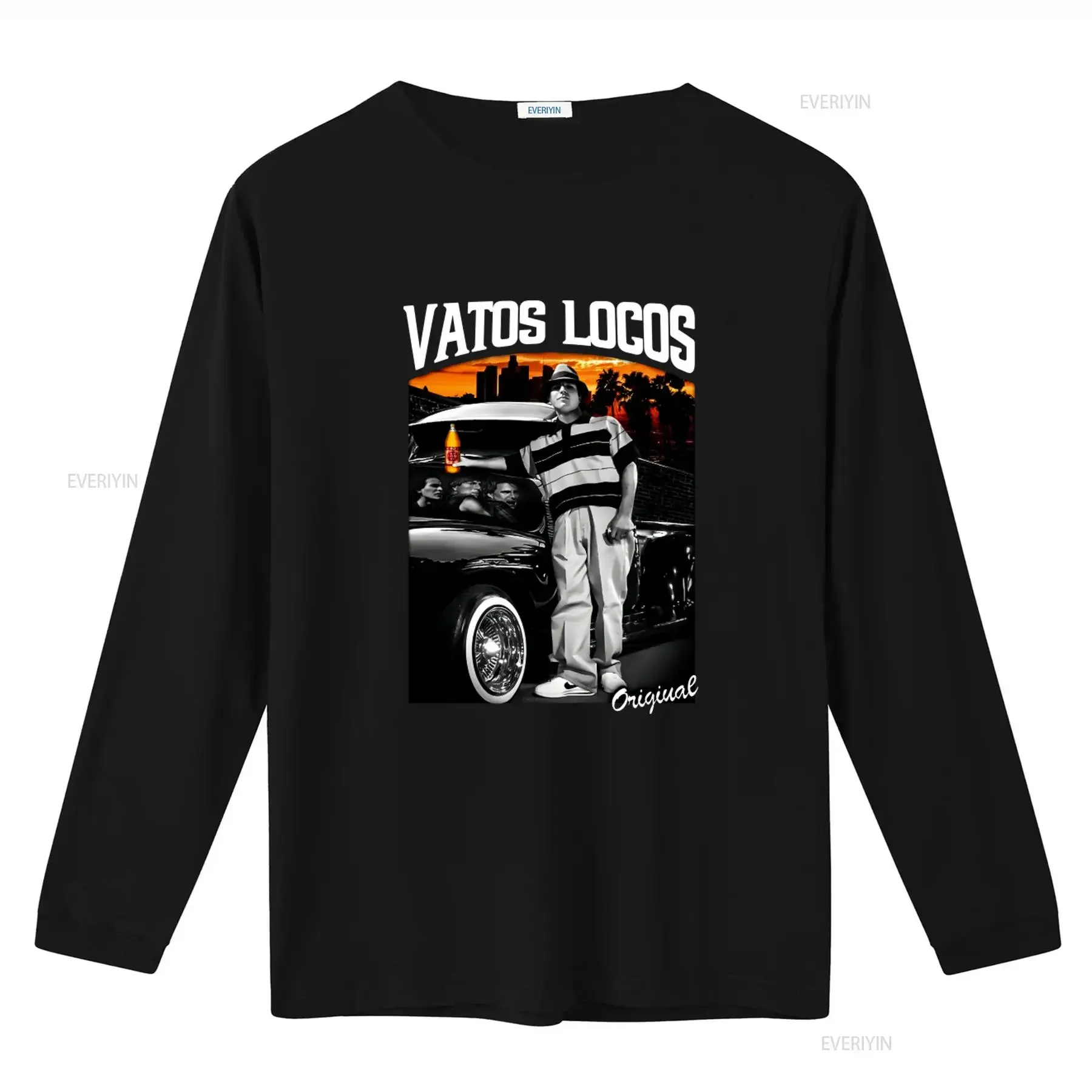 Vatos Locos Original Low Rider T Shirt Print On Shaka Wear Heavyweight with Classic Car and Urban Style Design vintage Washed