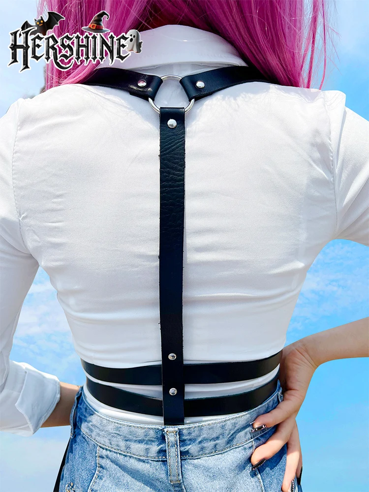 HERSHINE 1 قطعة المرأة مثير طبقة مزدوجة حزام خصر حزام Y2K القوطية نمط ملهى ليلي الجنس زوجين حزمة تأثيري