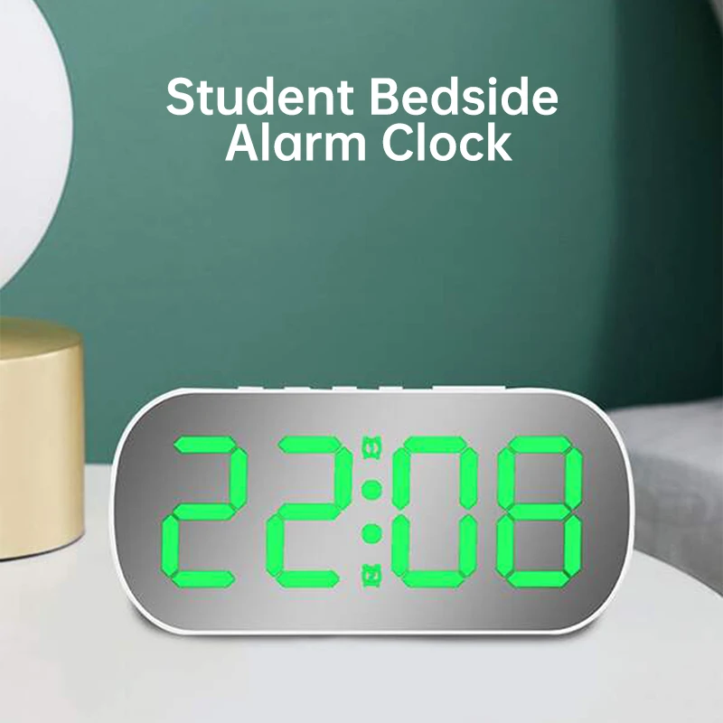 Latest Digital Clock LED Alarm Clock Bedroom Electronic Desktop Clock Mirror Table Clock Nightlight  Snooze Night Mode 12/24h