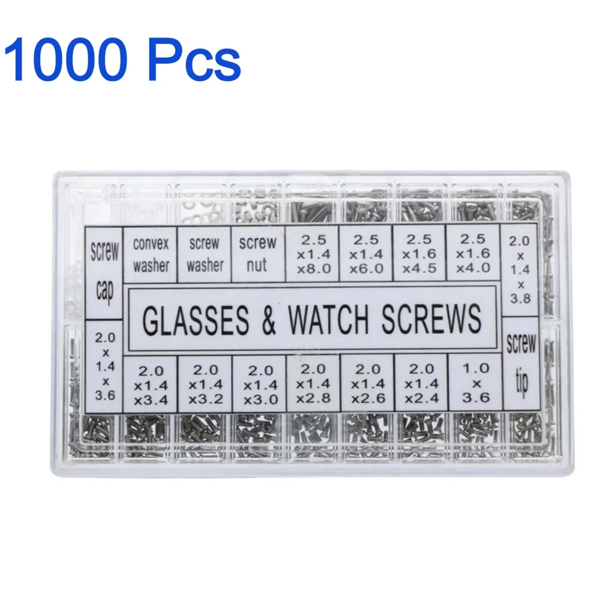 1000PCS Glasses Repair Kit Small Eyeglasses Repair Tool Kit Includes Screw Nuts Washer Spacer Caps Precision Repairing Accessory