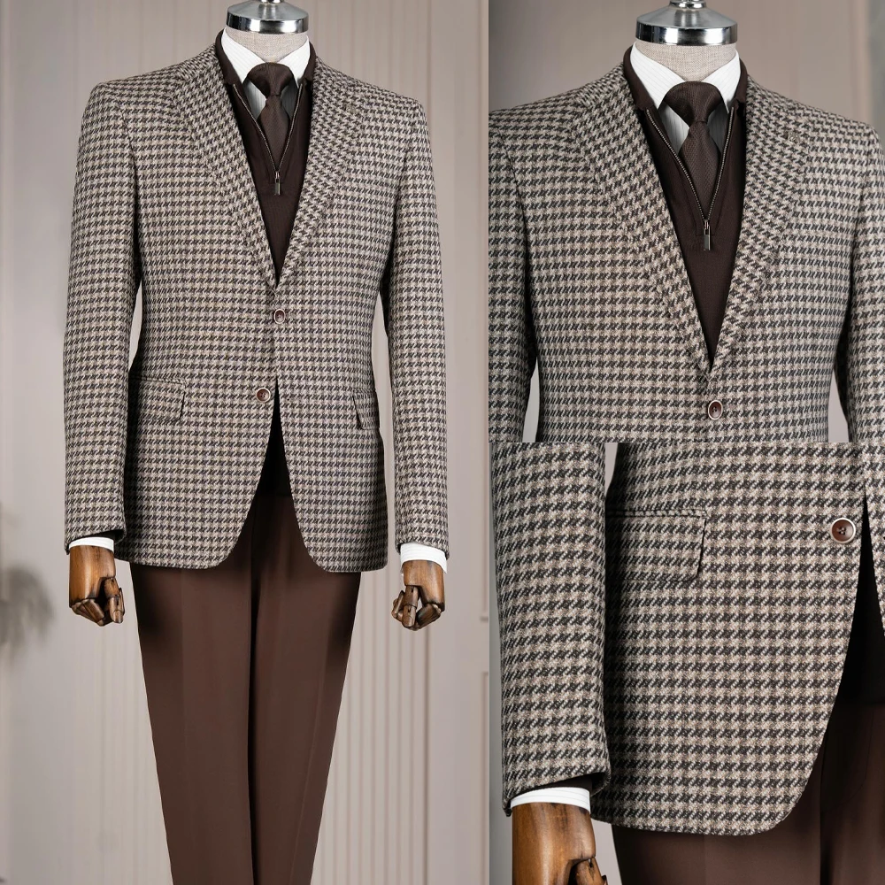 British Winter Wedding Suits For Groom Notched Lapel Single Breasted Tuxedos 2 Pcs Jacket Pants Evening Party Prom Customized