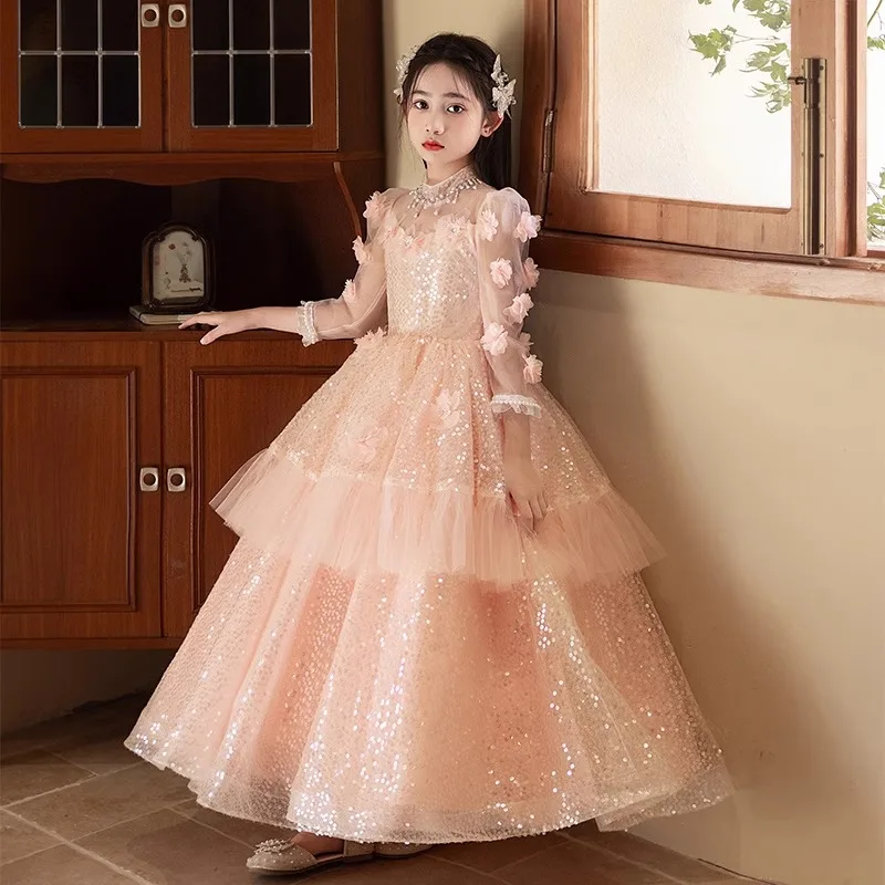 فستان الأميرة للفتيات فساتين عروض التسوية فستان رسمي بسيط وأنيق للأطفال فساتين زفاف العرائس للفتيات