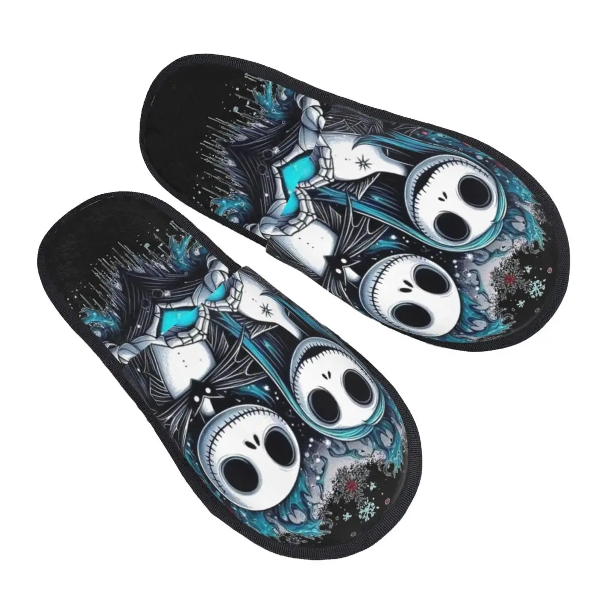 

Custom The Nightmare Before Christmas House Slippers Women Cozy Memory Foam Gothic Jack Skellington Slip On Spa Slipper Shoes