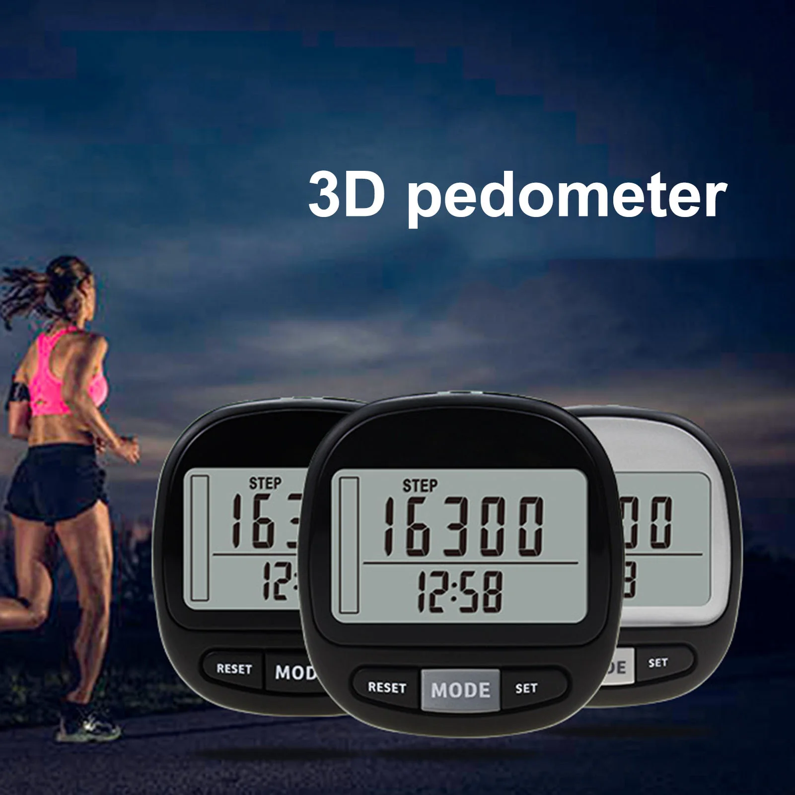 

Pedometer Easy to Use High Clearly Touch Button Seniors Fitness 3D Pedometer Outdoor Sports