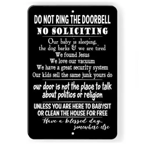 

Do Not Ring Bell No Soliciting Baby Sleeping FUNNY Metal Sign SF024