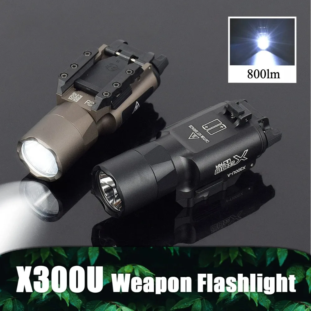 Metal X300U-A Scout Light Tactical LED Flashlight 800lm Fit 20mm Picatinny Rail Airsoft Hunting Gun Weapon Lights