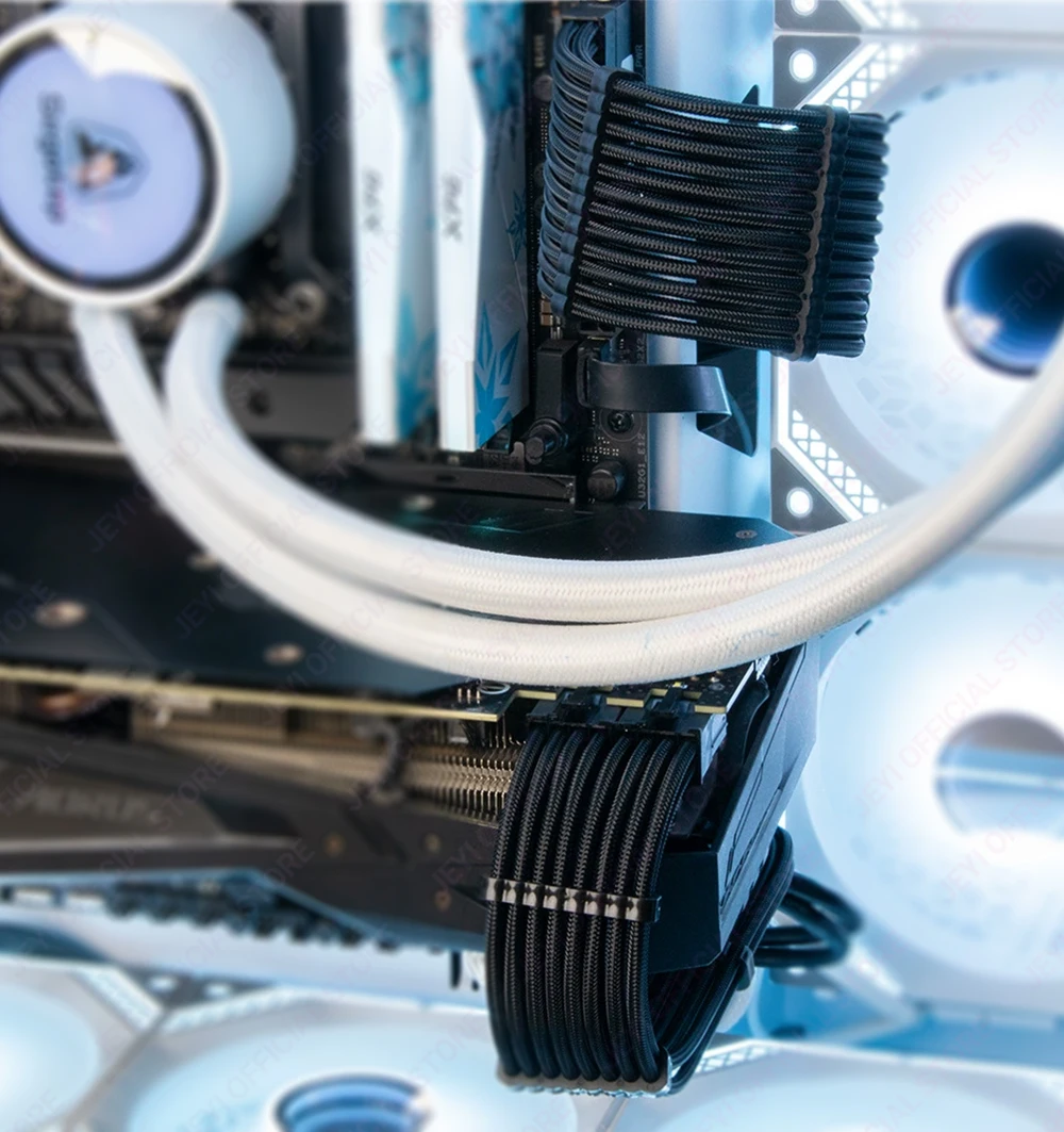 JEYI Netzteil-Verlängerungskabel-Set – 24-poliges ATX + 8-poliges EPS + 6 + 2-poliges PCIe, 18 AWG-Kupferdraht mit hochwertigem geflochtenen Schlauch und Kabelkämmen – Detail 9