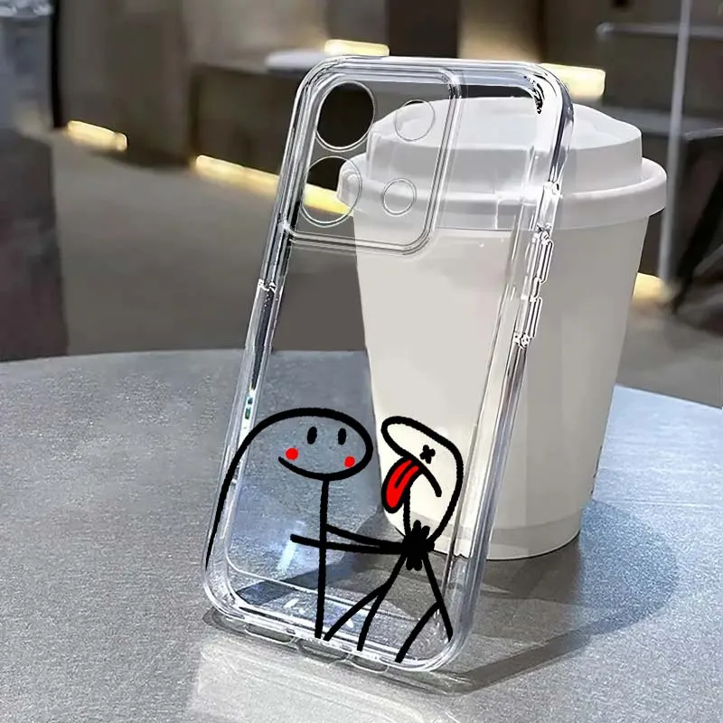 

Simple cartoon characters Phone Case For Xiaomi Redmi Note 8 8T 9 9T 11E 12 13 14 Pro Plus Turbo 5G Fashion TPU Transparent