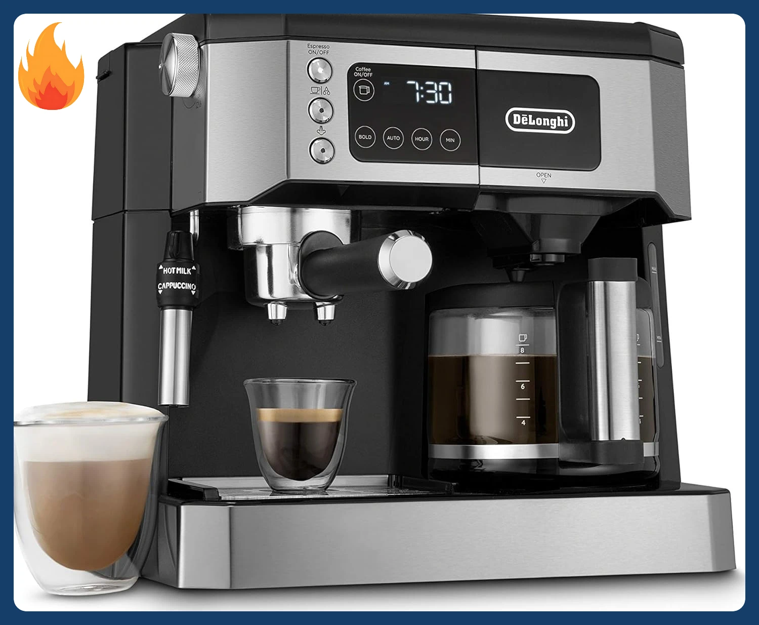 

[Discounted Price!]All-in-One Combination Coffee Maker & Espresso Machine + Advanced Adjustable Milk Frother for Cappuccino & La