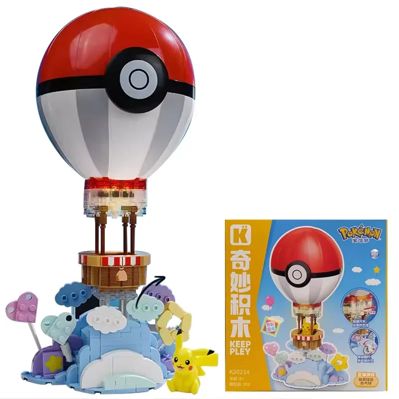 Keeppley Anime Kawaii Pokemon Pikachu Hot Air Balloon Building Blocks Assembly Girl Model Figure Cartoon Kawaii Birthday Gift