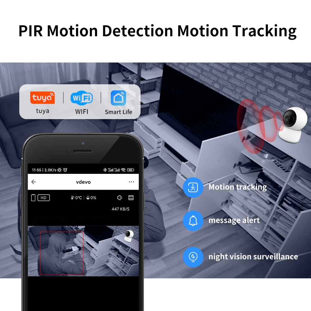 Kamera IP nirkabel WiFi 1080P, kamera pengawas Monitor bayi pelacakan otomatis, penyimpanan Cloud Wi-fi PTZ kamera IP P2P