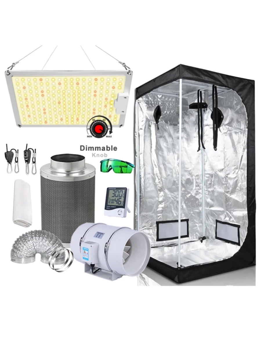 Growzelt Growbox Hydroponik-Anbausystem LED-Pflanzenlampen Komplettsets Hoher PPFD 4-Zoll-Rohrventilatoren Aktivkohlefilter