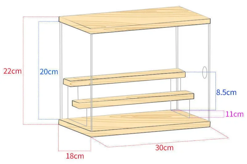 Wooden Display Box Statuette Storage Box Acrylic Cartoon Doll Organizer Holder Figurines Case