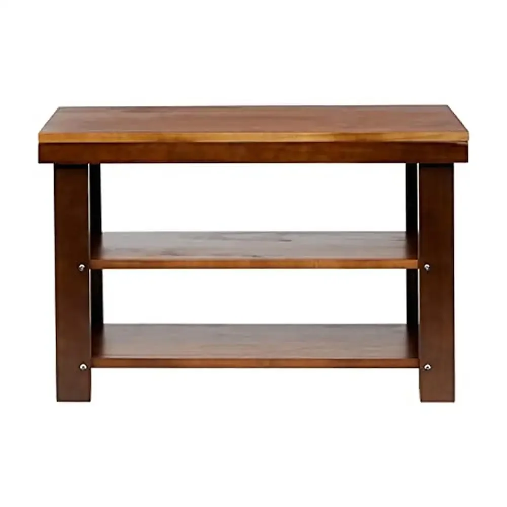 Zapatero de pino macizo, banco con acabado Espresso, organizador de almacenamiento, entrada de madera, diseño resistente, patrón de rayas, 3 pares de capacidad para zapatos