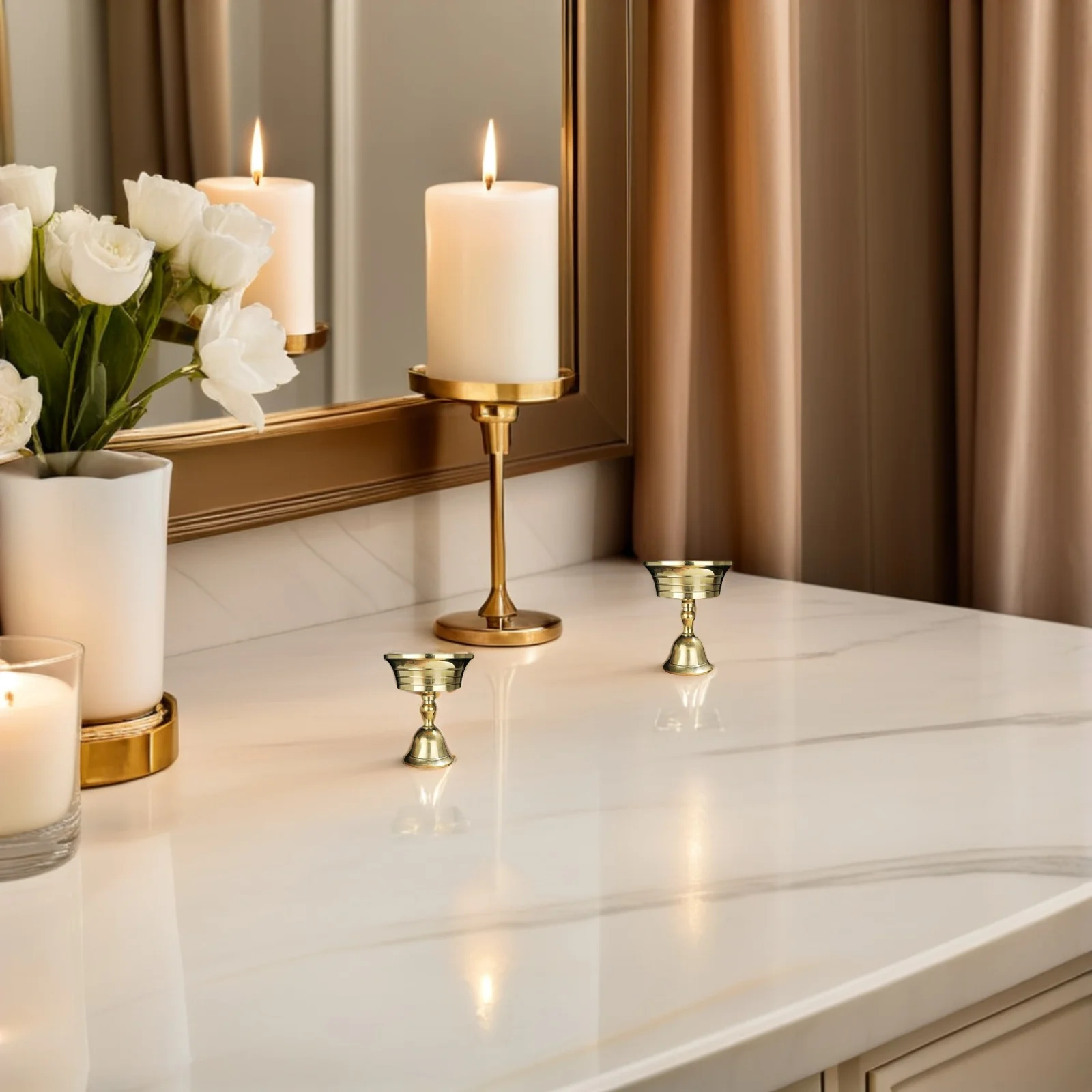 

2pcs Copper Oil Lamp Holders Brass Candlestick Holders For Temple Use Retro Stands Golden Tea Light Holder Decor