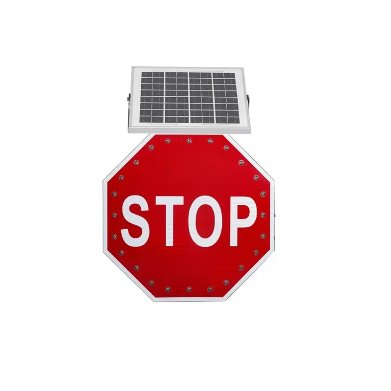 Solar Powered Flashing Traffic Light LED Road Stop Sign Warning Safety Device for Street Intersection Parking Lot Security