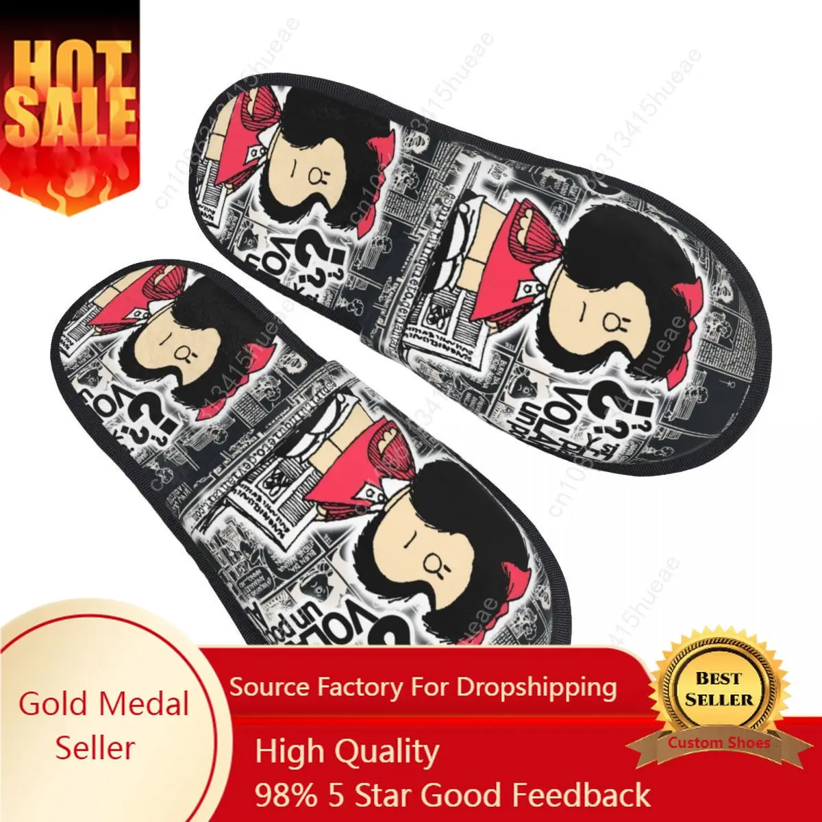 

Custom Print Women Mafalda Kawaii Cartoon House Slippers Soft Warm Anime Comics Memory Foam Fluffy Slipper Indoor Outdoor Shoes