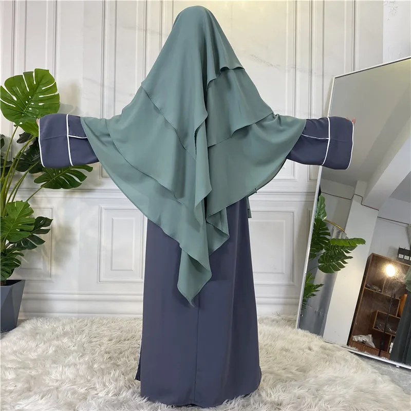 

Muslim Khimar Long Hijab Headcarf Women 3 Layers Abayas Burqa Turban Ramadan Eid Islam Clothing Hijabs Wrap Prayer Garment Niqab