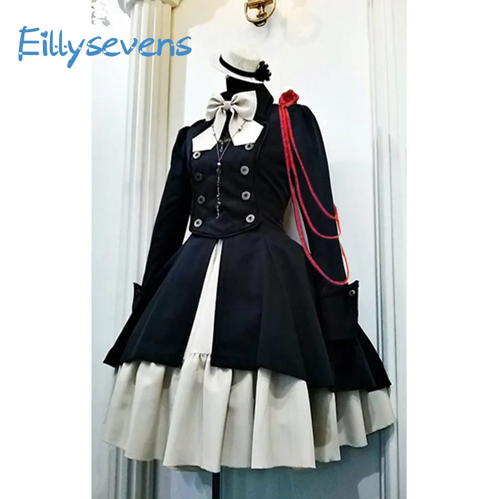 Women Uniform Dress Medieval Retro Court Princess Elegant Square Collar Patchwork Ball Gown Halloween Gothic Cosplay Costume