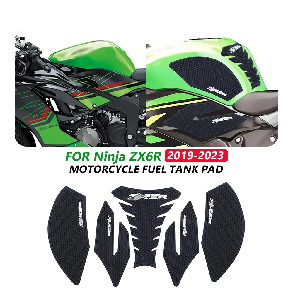 

Накладки на бак для мотоцикла Kawasaki Ninja ZX-6R 2019-2022, ZX 6R 2023: боковые противоскользящие накладки, наклейки на бак, наклейки для коленей на бак