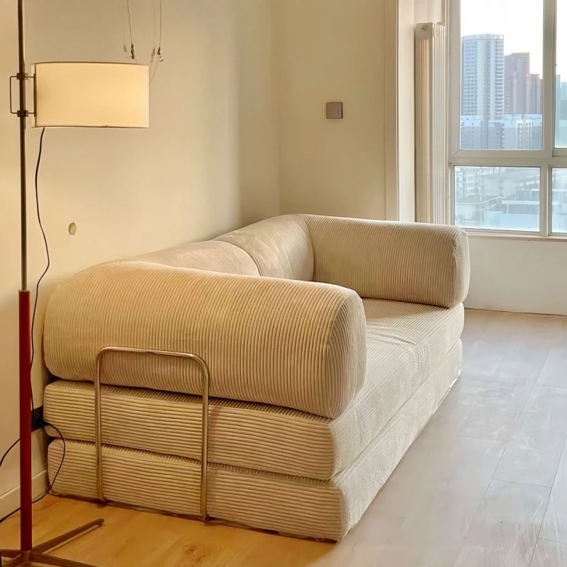 Fabric compression sofa bed small apartment living room bedroom foldable disassembly and washing