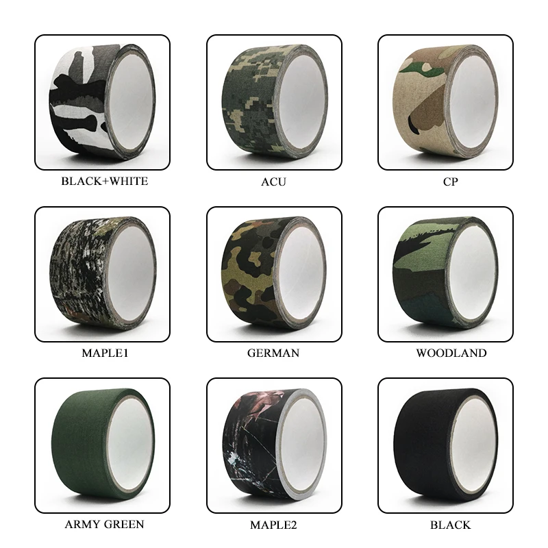 5M Outdoor Duct Camouflage Tape WRAP Hunting Waterproof Adhesive Camo Tape Stealth Bandage Military 0.05m x 5m /2inchx196inch