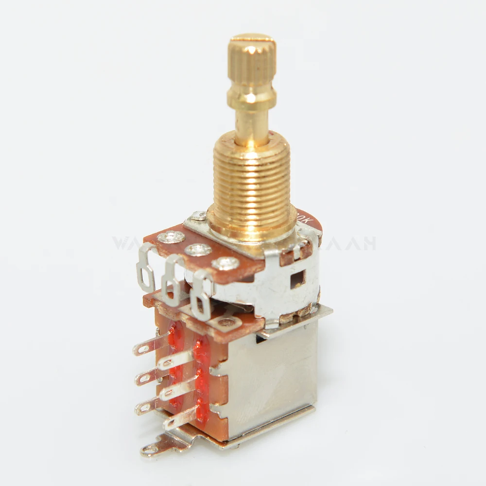 1pcs Guitar Push Pull Potentiometers Brass Long Split Shaft 18mm A250K B250K A500K B500K Control Pot Guitar Switch Guitar Parts