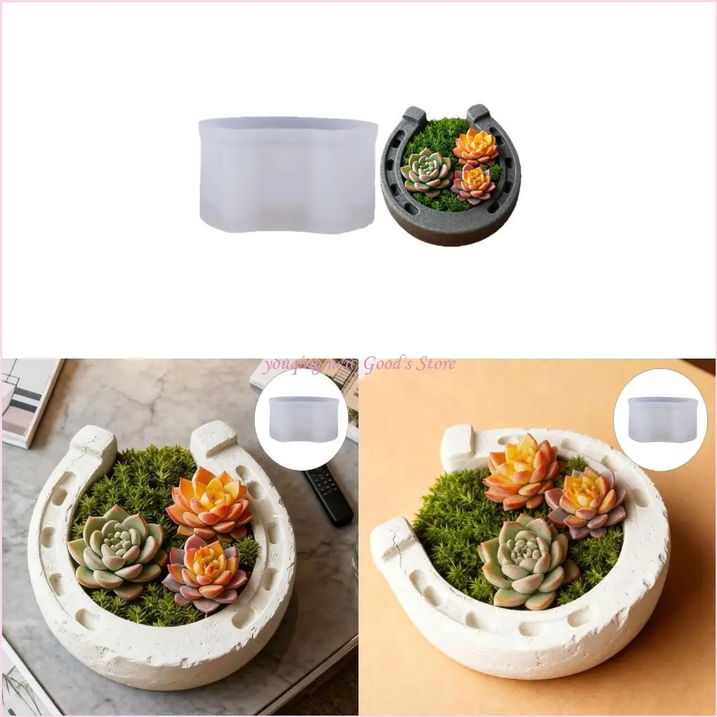 

57QA Easy Demold Silicone Mold for Handmade Planter Creative Hoof Flower Pots Making Mold Jewelry Making Tool