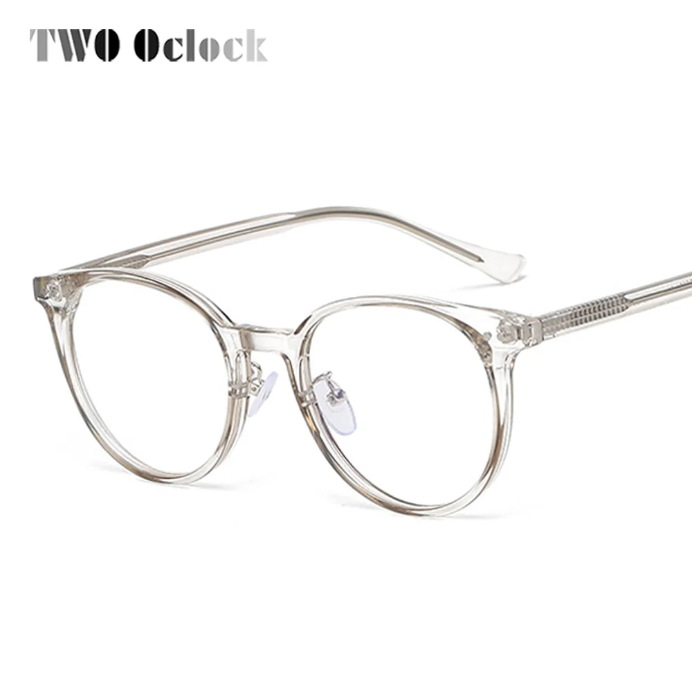 TWO Oclock Korea Style Round Eyeglass Frame Clear Transparent Myopia Medical Glasses without Graduation Anti Blue Light Eyewear