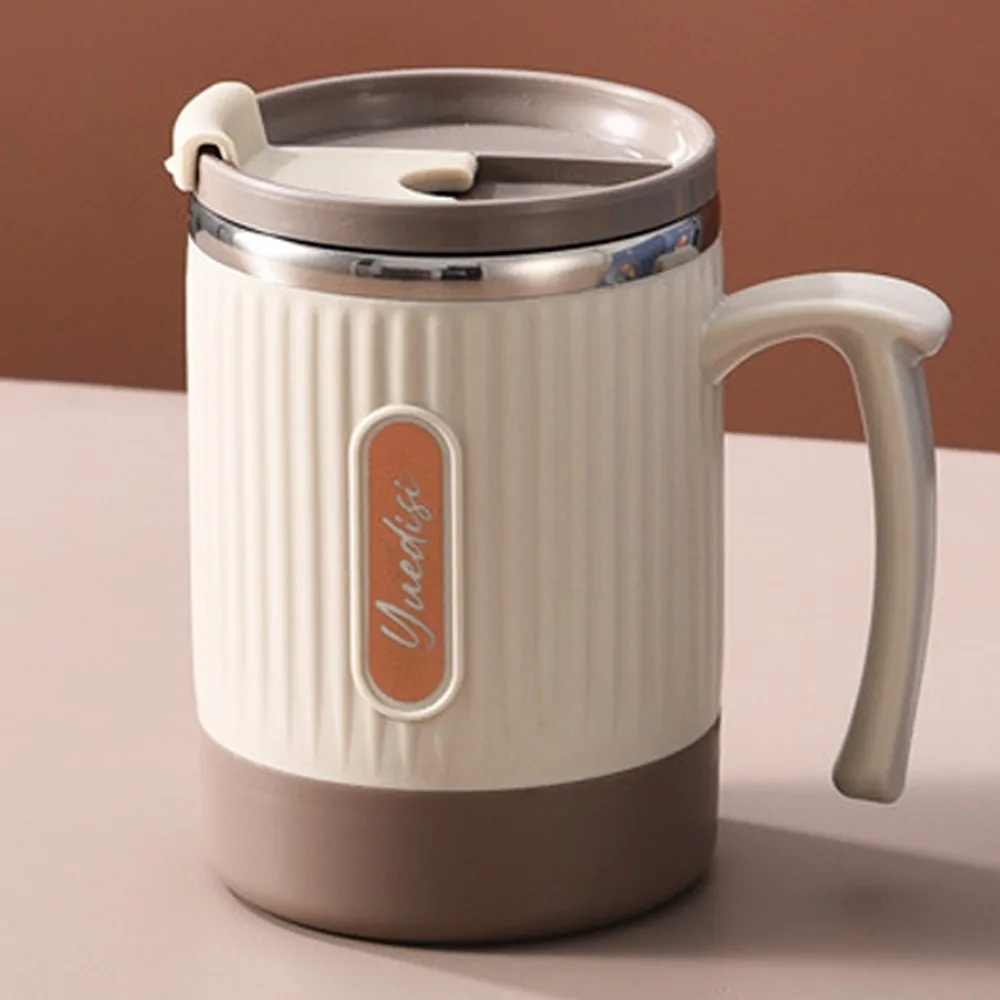 

Portable Heat-resistant Stainless Steel Water Cup Seal Lid Spoon Large Capacity Coffee Mug With Handle Tea Drinking Cup Home Use