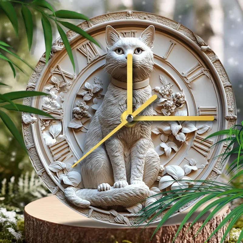 Abyssinian Cat Pet Clock - Premium Aluminum Alloy Decorative Wall Clock Perfect Memorial Christmas Gift for Cat Lovers