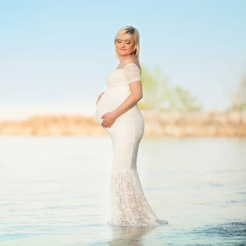 Vestido de maternidad de encaje para sesión de fotos, accesorios de fotografía, Verano