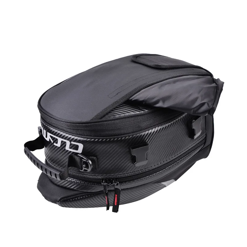 CUCYMA Motorcycle Rear Seat Tail Bag Expandable Large Capacity Carbon Fiber Luggage with Rain Cover for Touring Travel