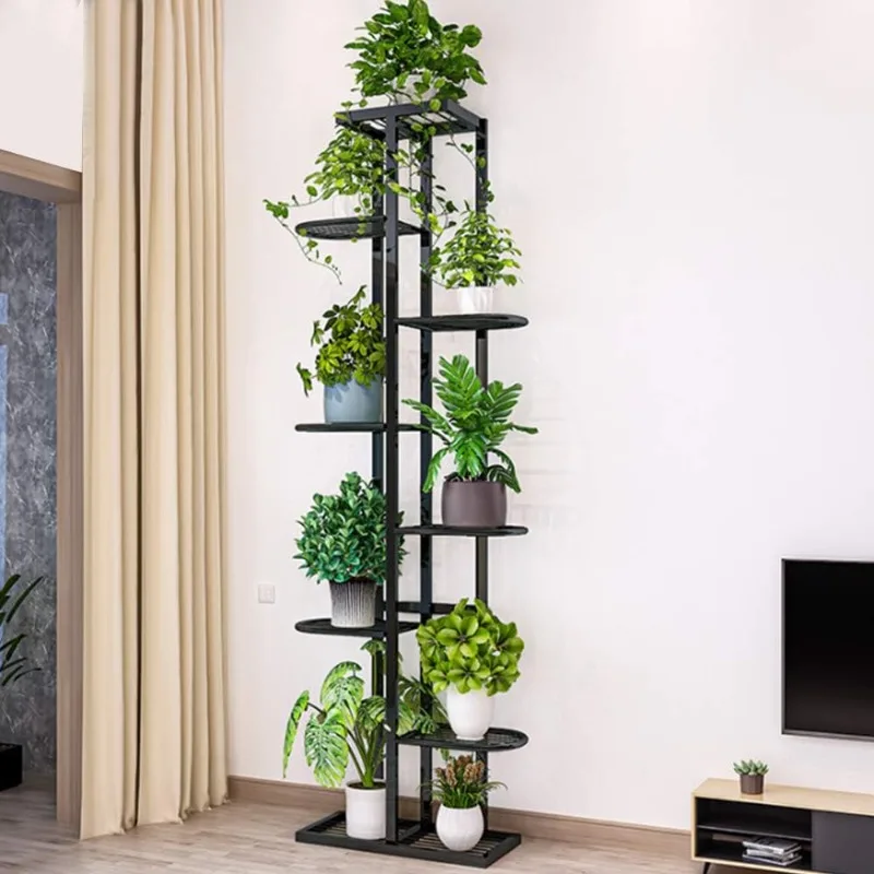 

Metal 8 Tier Tall Plant Stand Multiple Flower Pot Holder Shelves Planter Shelf Display Rack Storage Organizer for Balcony Garden