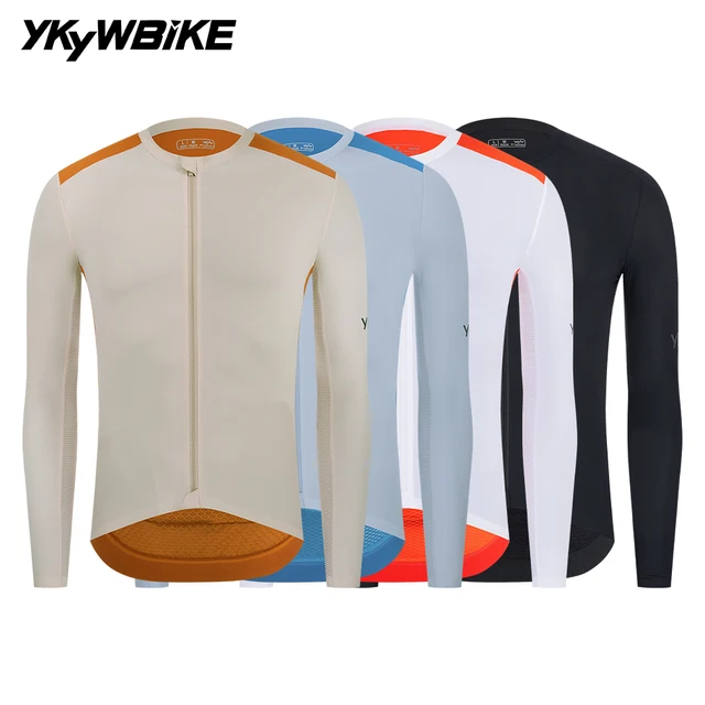 Koszulka rowerowa męska YKYWBIKE Pro Team, długi rękaw, lekka, koszulka na rower szosowy, koszulka kolarska, maillot rowerowy, ochrona UV SPF 50