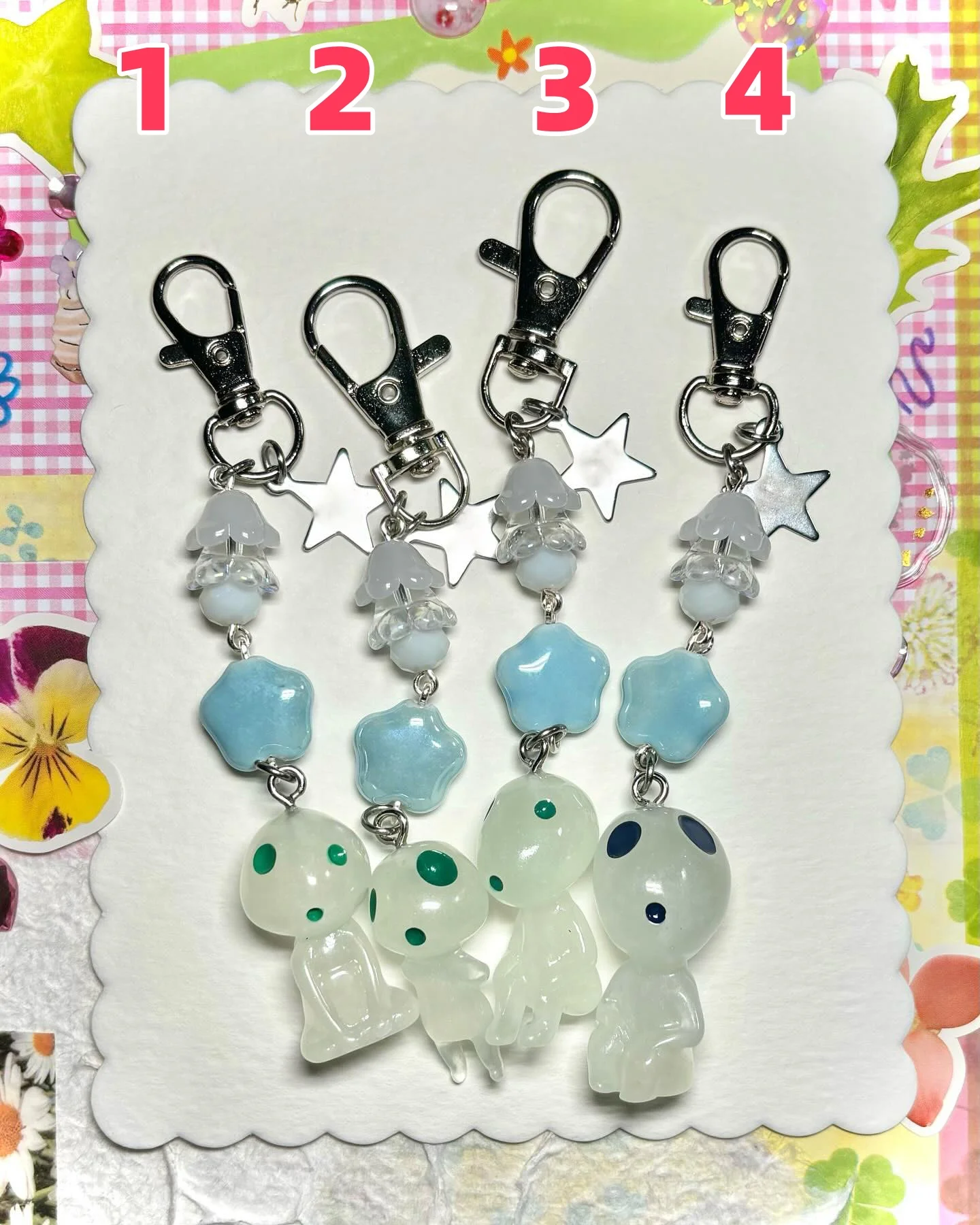 Ghibli-themed  luminous Kodama from Princess Mononoke key chains