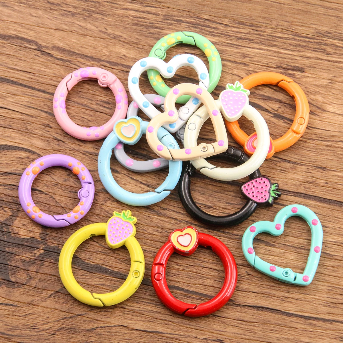 5Pcs 6 Styles Mix Metal Oil Drip Ring Spring Clasp Openable Carabiner Keychain Clips Hook Dog Chain DIY Jewelry Buckle Connector