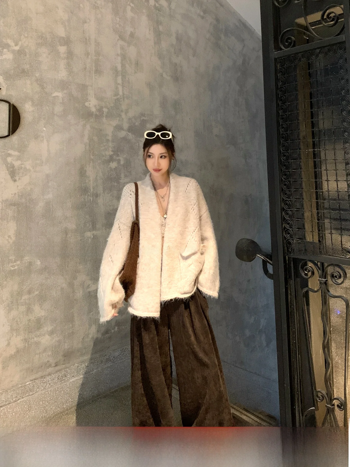 

GV Lazy Gentleman Velvet Knitwear oulder awl Cardigan Autumn New Sle Long Sve V-Ne Warmth Leisure Faion Women's ...