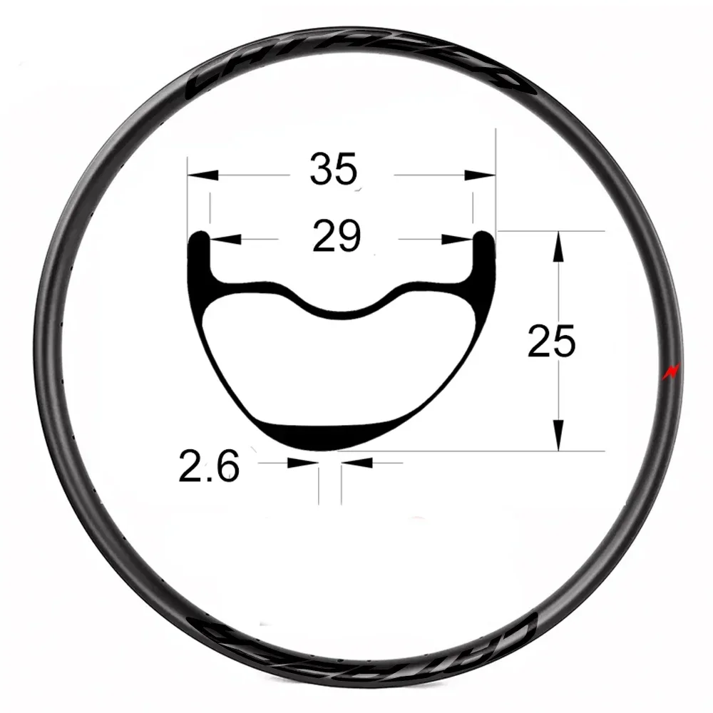 27.5er 29er MTB XC AM FR 35x25mm Asymmetric All Mountain Bike Tubeless Carbon Rim for Carbon XC AM DH Wheels