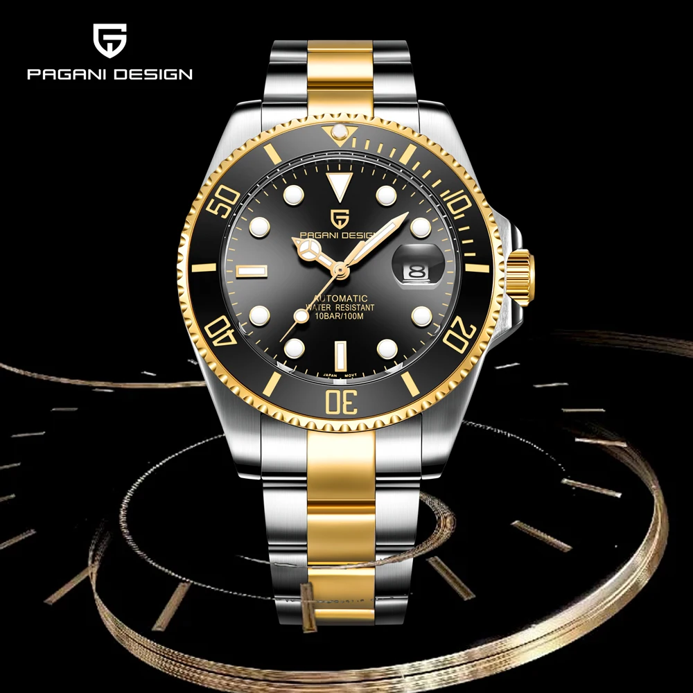 

PAGANI DESIGN часы золотые и серебряные роскошные автоматические механические часы для мужчин подарок с сапфировым стеклом водонепроницаемые из нержавеющей стали