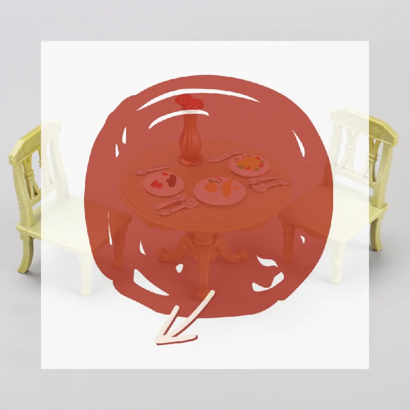 

1/12 Dollhouse Miniature Double Table Chair Round Table Set Furniture Wooden Dining Table Chair Simulation Doll House Model Toys