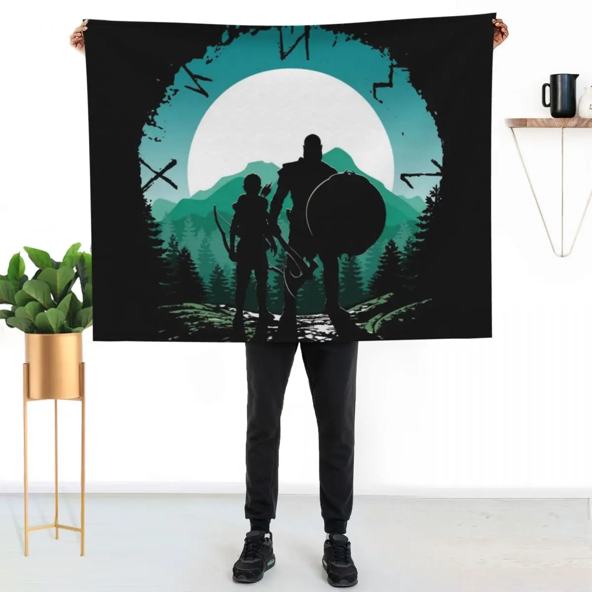 Kratos and son Throw Blanket Cozy Warm Blanket for Bed Room Decor