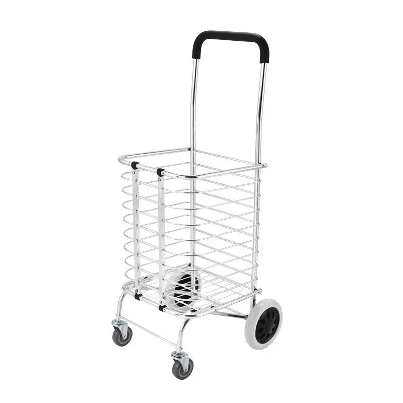 便利なポータブルショッピングカート高齢者家庭用野菜購入小型プルカート双方向プルロッドカーハンディバスケットハンドプル