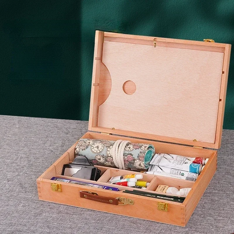 

New Upgrade Oil Paint Suitcase Artist Wooden Table Box Easel Painting Box Portable Desktop Sketch Painting Hardware Art Supplies