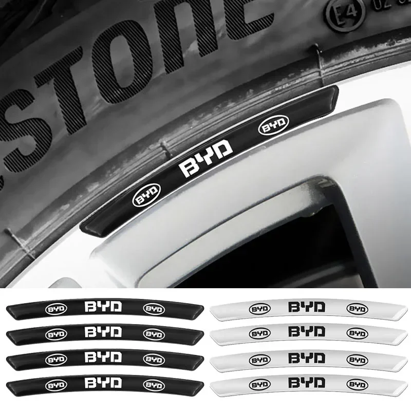 

4Pcs Car Wheel Hub Aluminium Alloy Decoration Stickers For BYD Accessories f0 f3 T3 E5 E6 S6 S7 Tang atto 3 EV G3 G5 M6 F3r 2022