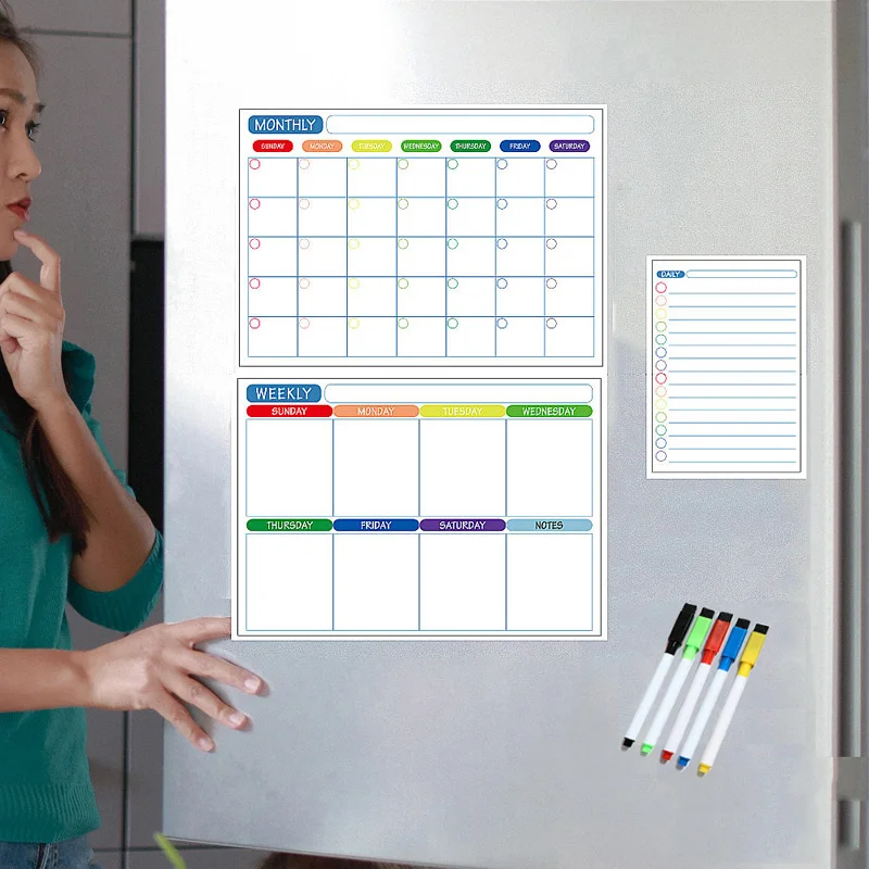 تقويم الثلاجة المغناطيسي A3، مخطط شهري أسبوعي، تقويم السبورة البيضاء، لوحة رسائل ملصق الثلاجة القابلة للكتابة #2