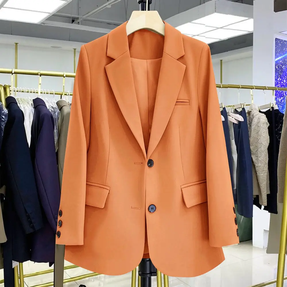 Womens Black Blazer Autumn Elegant Casual Korean Style Suit Jacket Fashion Long Sleeve Office Wear Formal Coat
