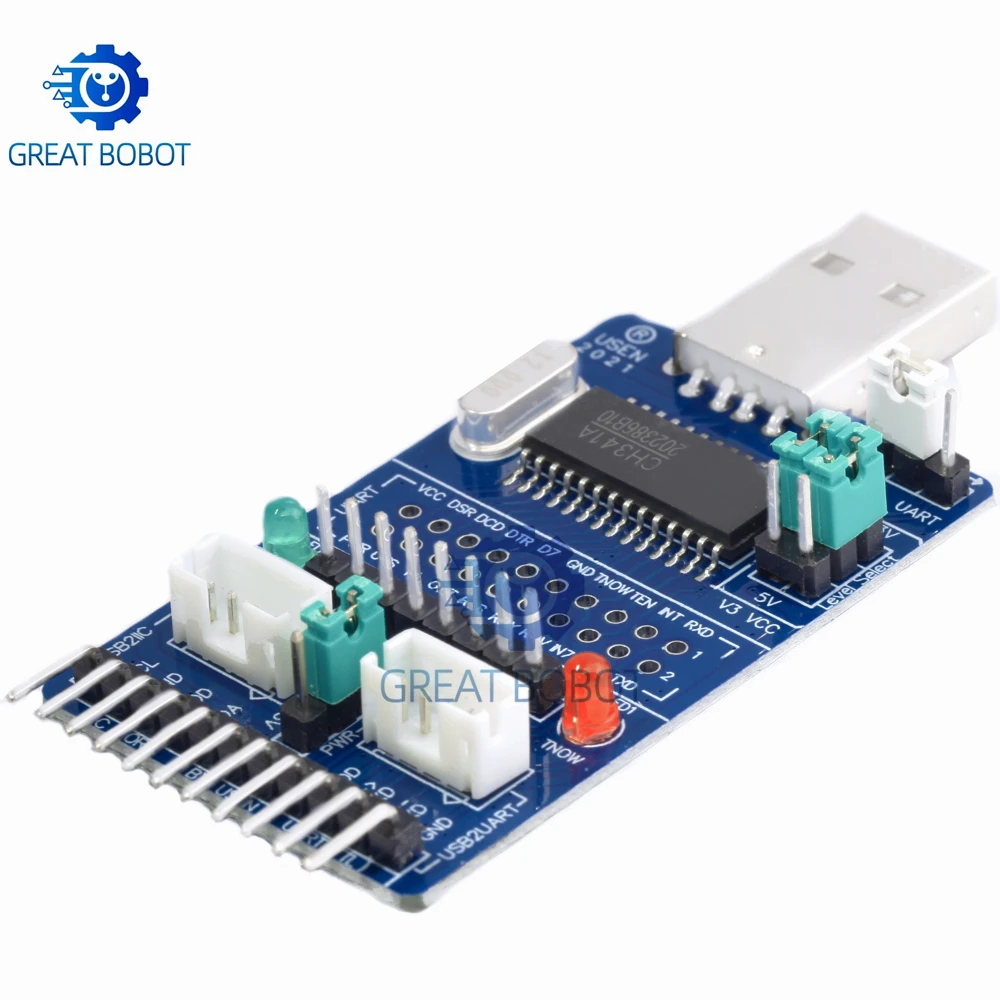 CH341A 6-in-1 USB to SPI/I2C/UART/RS485/RS232 Converter Adapter Module for Electronic DIY Projects