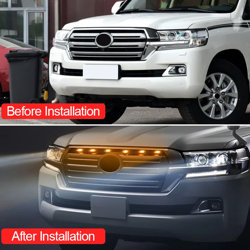 For 2008-2021 Toyota Land Cruiser 200 LC200 Middle Grid Grille Decorative Lights Width Lamp Modification Accessories 2020 2019