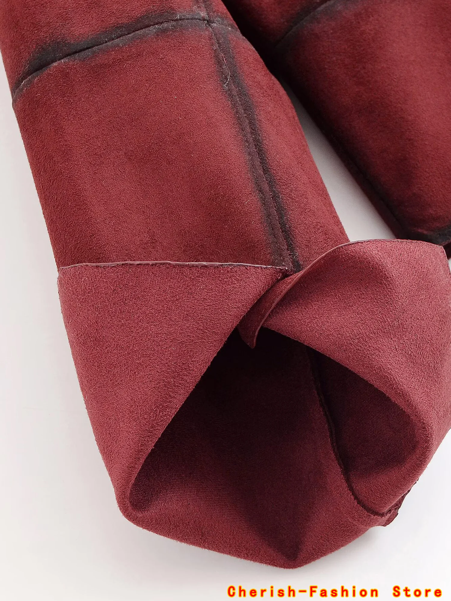 2025 Women's ort Outerwear Coat with Turn-down Collar Long Sve Single Button Versatile Autumn New Arrival Suede Short Jacket Red